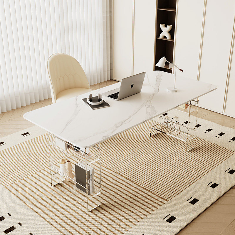 Office Furniture - โต๊ะทำงานหินเผาคุณภาพสูงสไตล์นอร์ดิก ดีไซน์ทันสมัย โต๊ะอะคริลิคแบบลอยตัวสำหรับระเบียง โต๊ะทำงานในห้องนอน เฟอร์นิเจอร์ Zwevend