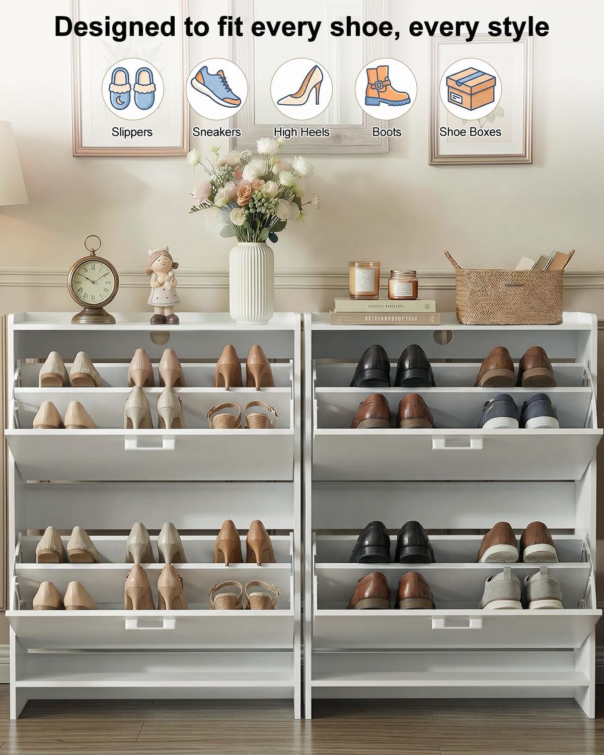 # ตู้เก็บรองเท้าทรงแคบพร้อมลิ้ - Shoe Rack Cabinet Narrow Entryway บทวิจารณ์และราคา
