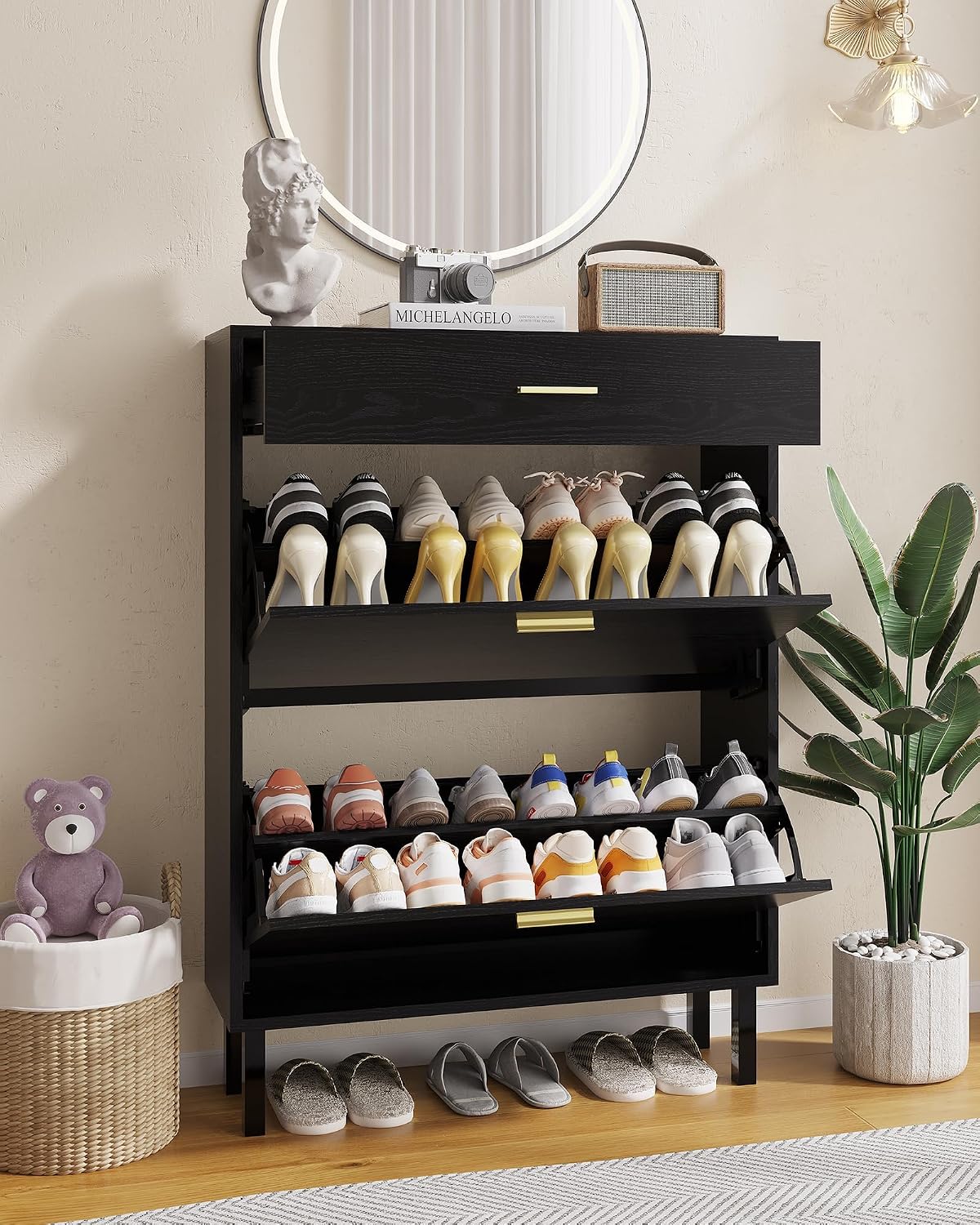 ตู้เก็บรองเท้าแบบแคบสำหรับทางเ - Shoe Rack Cabinet Narrow Entryway บทวิจารณ์และราคา