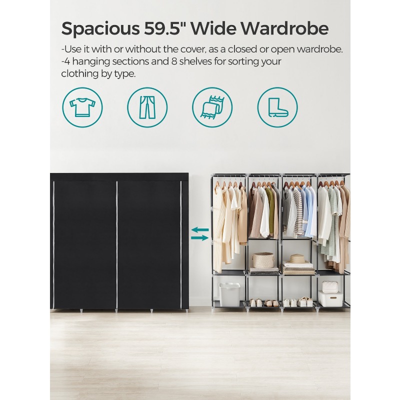 ตู้เสื้อผ้าแบบพกพา พร้อมฝาปิด  - Wardrobe Closet Portable Fabric Cover บทวิจารณ์และราคา