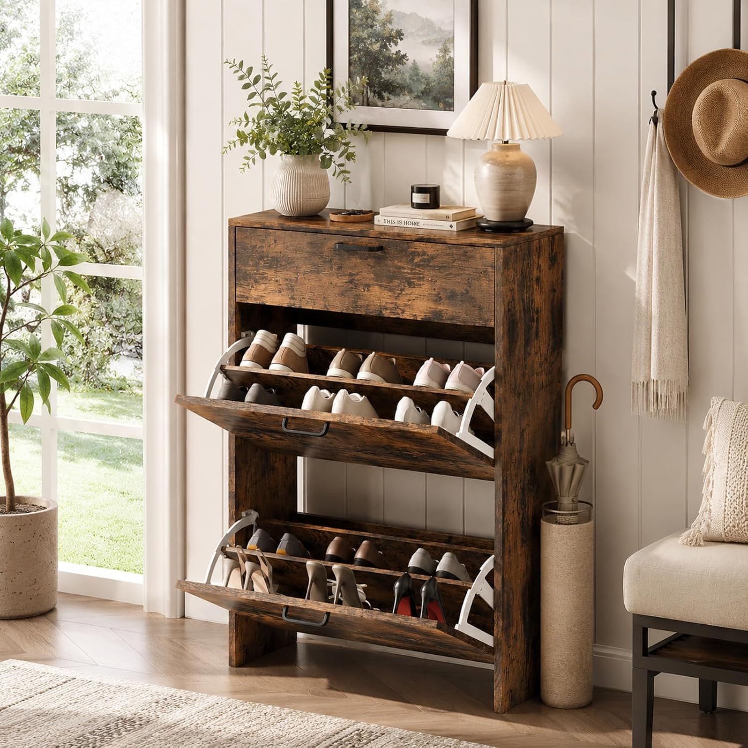 # ตู้เก็บรองเท้าทรงเพรียวบางพร - Shoe Rack Cabinet Narrow Entryway บทวิจารณ์และราคา