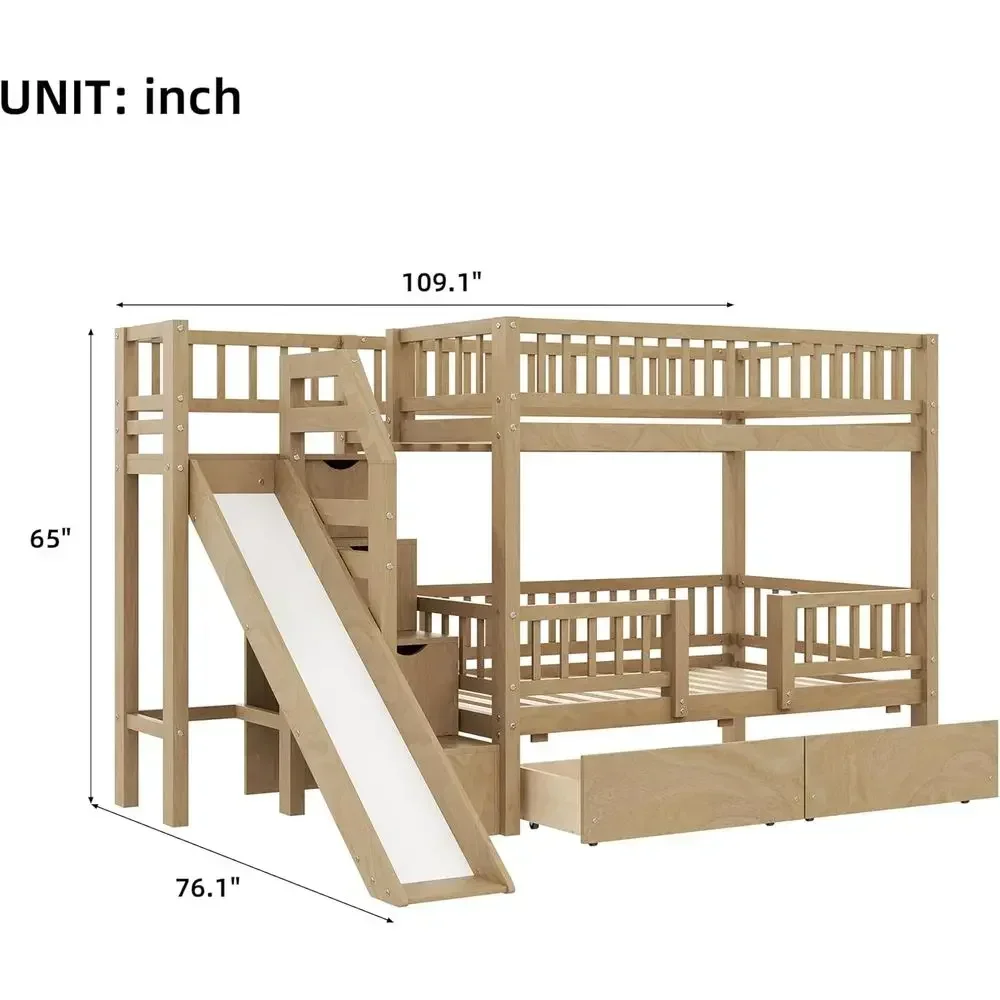 เตียงสองชั้นไม้แบบ Twin Over T - Bunk Bed With Stairs And Slide บทวิจารณ์และราคา