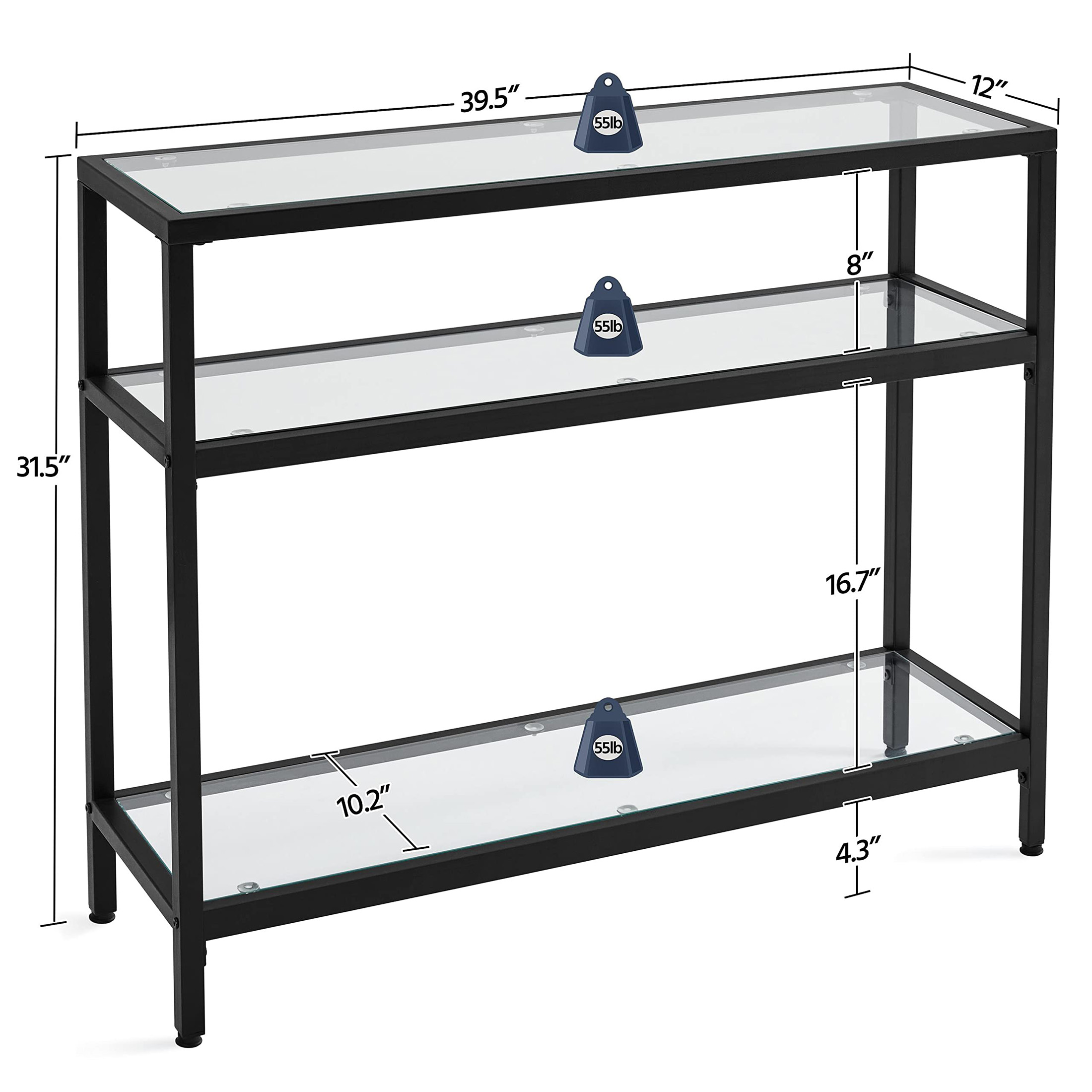 โต๊ะคอนโซล โครงโลหะและกระจกนิร - Storage บทวิจารณ์และราคา