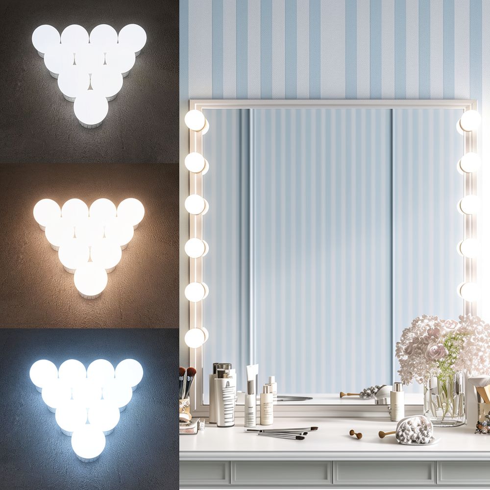 ไฟส่องกระจกแต่งหน้า LED สไตล์ฮ - Dressing Table Vanity With Lighted Mirror บทวิจารณ์และราคา